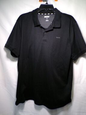DKNY Men's Black Polo Shirt Short Sleeve Classic Collar XL Cotton Blend